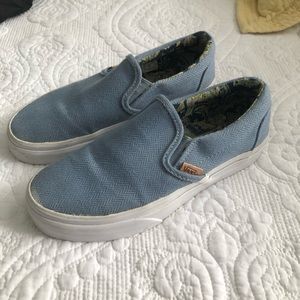 Vans blue knit slip ons